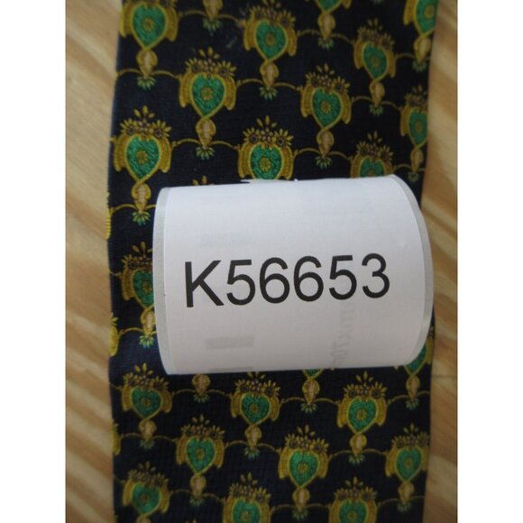 VINTAGE Valentino Neck Tie Silk Gold Cravatte Baroque Floral Hand Made - Picture 10 of 10